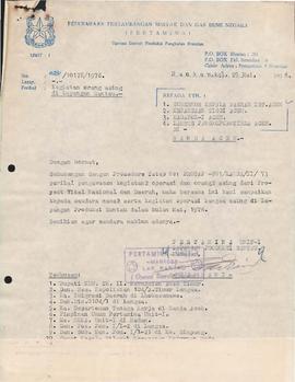 Surat tentang laporan indentitas orang asing di lapangan produksi rantau bulan Mei 1976.  6