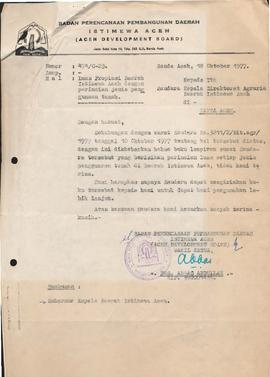 berkas 47.5 - Surat tentang luas Provinsi Daerah Istimewa Aceh dengan perincian jenis penggunaan ...