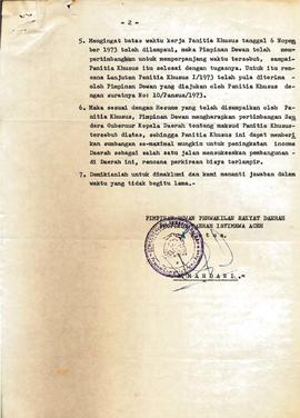 berkas 206.16 - Surat tentang Kegiatan Panitia Khusus I Tahun 1973 Dewan Perwakdan Rakyat Daerah ...