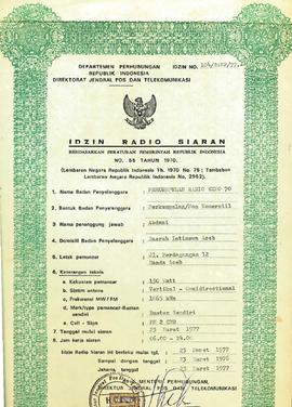 berkas 235.18 - Surat tentang izin Radio Siaran Non Pemerintah dalam Provinsi Daerah Istimewa Ace...