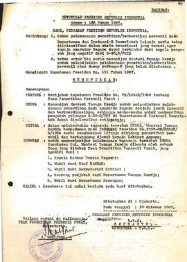 berkas 106/9 - lnstruksi Presiden No. O9/Kogam/5/l 966 dan Keputusan Presiden No. 186 tahun 1967 ...