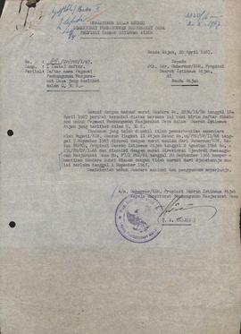 berkas 104/9 - Salinan Keputusan Presidium Kabinet Ampera No. 80/U/Kep/4/1967 tentang Penugasan k...