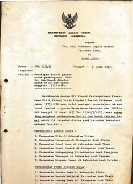 Surat persetujuan Daftar Isian Proyek Tahun Anggaran 1977 / 1978 proyek penyempumaan prasarana fi...