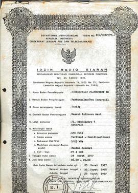 berkas 235.18 - Surat tentang izin Radio Siaran Non Pemerintah dalam Provinsi Daerah Istimewa Ace...