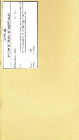berkas 57.5 - Tambahan lembaran Dewan Provinsi Daerah Istimewa Aceh tahun 1978 No: 139 sampai den...