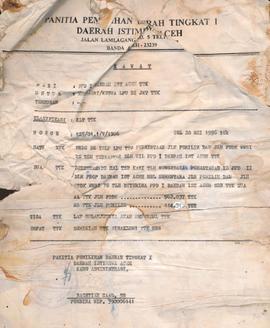 Surat-Surat yang berhubungan dengan Peserta Pemilih Pemilu di Lingkungan LPU Daerah Istimewa Aceh...