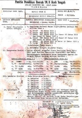Rencana Pembiayaan Operasional Pemilu 1992 Panitia Pemungutan Suara (PPS) Kecamatan Timang Gajah ...
