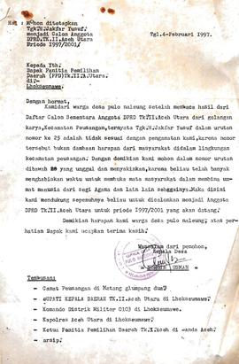 Surat-Surat yang sehubungan dengan pencalonan anggota DPRD hasil Pemilu di Propinsi Daeah Istimew...