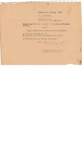 Surat dari A.N Gubenur Aceh, Tanggal 10 Mei 1950 No.3324/5/Um.