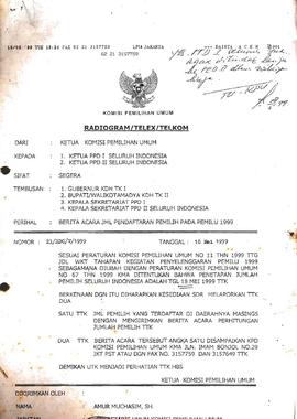 Surat-Surat yang berhubungan dengan Peserta Pemilih Pemilu di Lingkungan LPU Daerah Istimewa Aceh...