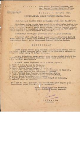AC01-39/3- 39.121 - Keputusan Gubernur, Kepala Daerah Provinsi Sumatra Utara tanggal 1 September ...