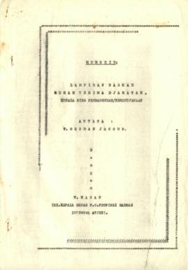 AC07-106/23 - Memori Serah terima Jabatan Karo Pembangunan / Perencanaan dari T.Usman Yakob Kepad...