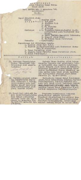 Keputusan Rapat Badan pekerja Dewan perwakilan Aceh tanggal 3 Agustus 1946 No.23 (Konsep)  1