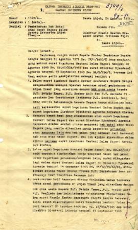 AC08-155 - Surat Dari Kantor Inspeksi Agraria Provinsi Daerah Istimewa Aceh Tentang Pembaharuan H...